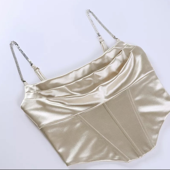 NWT Sexy Rhinestone Bustier Nude Crop Top S: Small-Medium - Picture 8 of 10